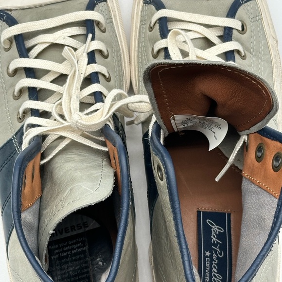 Converse Jack Purcell Johnny Hi-Top Sneakers Men's 9.5/Women's 11 Gray Leather - Picture 14 of 14